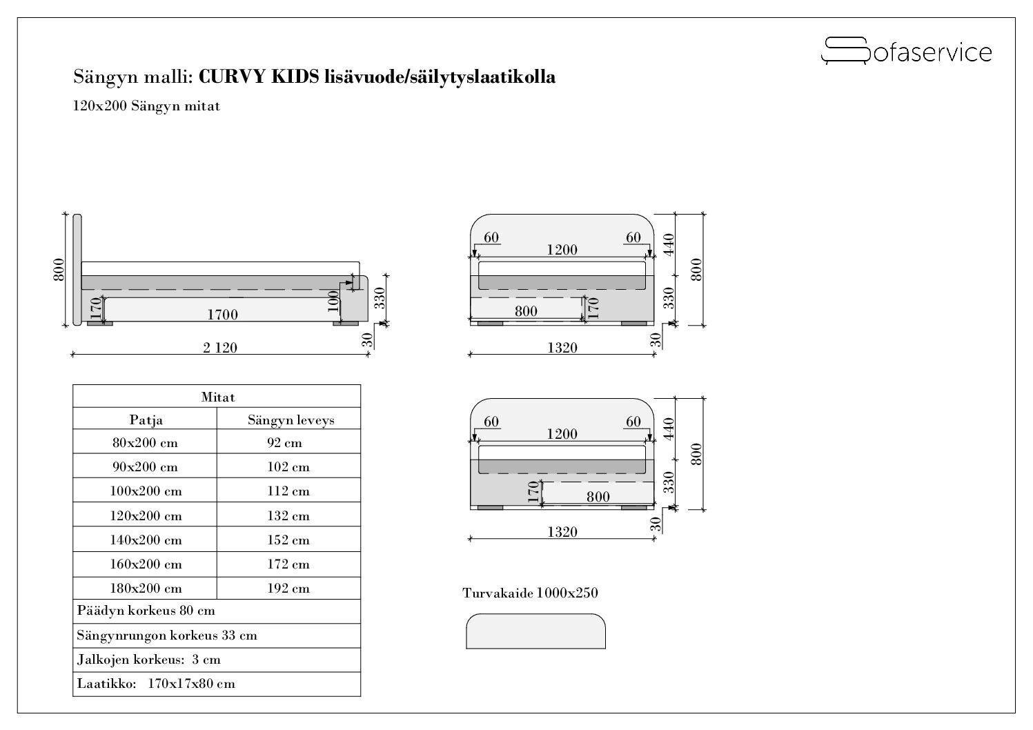Curvy Kids lisävuodesäilytyslaatikolla Sänky Curvy Kids lisävuode/säilytyslaatikolla - Image 3